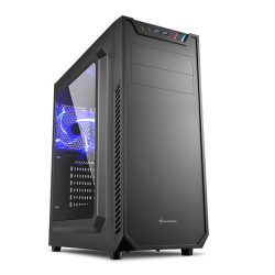   Sharkoon Számítógépház - VS7 Window (fekete; alsó táp; üveg ablak, ATX,mATX; mITX; 2xUSB3.0; I/O; 2x120mm ventillátor)