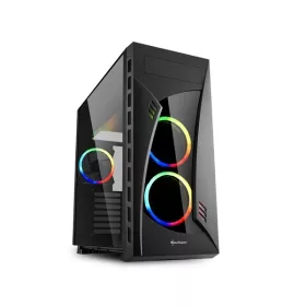   Sharkoon Számítógépház - Night Shark RGB (fekete; alsó táp; ATX,mATX; mITX; 3x120mm RGB LED; 2xUSB3.0+2xUSB2.0; I/O)