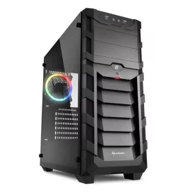  Sharkoon Számítógépház - SGC1 Window RGB (fekete; alsó táp; ATX,mATX; mITX; 2xUSB3.0; I/O; 2x120mm RGB ventillátor)