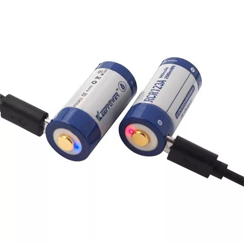 KeepPower CR123 3V 860mAh Li-ion akkumulátor védelemmel USB