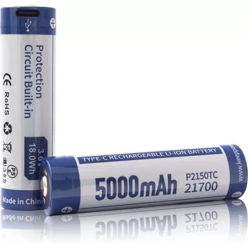KeepPower 21700 3,7V 5000mAh védett Li-ion akkumulátor USB