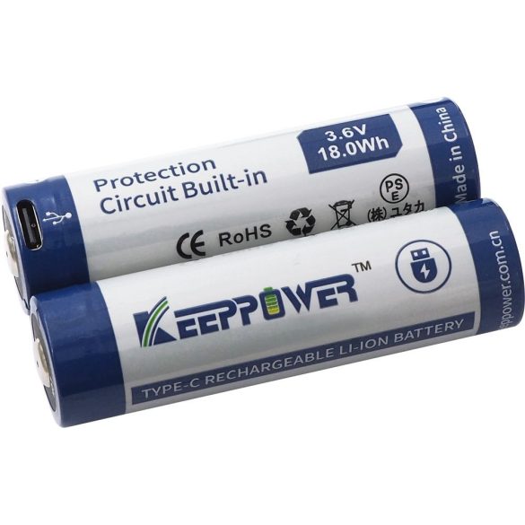 KeepPower 21700 3,7V 5000mAh védett Li-ion akkumulátor USB