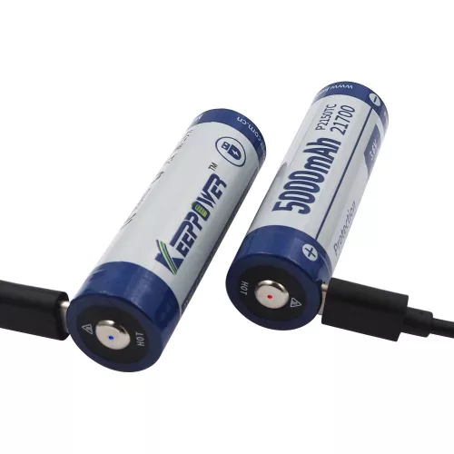 KeepPower 21700 3,7V 5000mAh védett Li-ion akkumulátor USB
