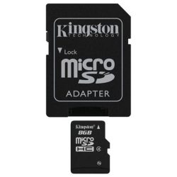   Kingston MicroSDHC 8GB Class 4 SDC4/8GB memóriakártya adapterrel
