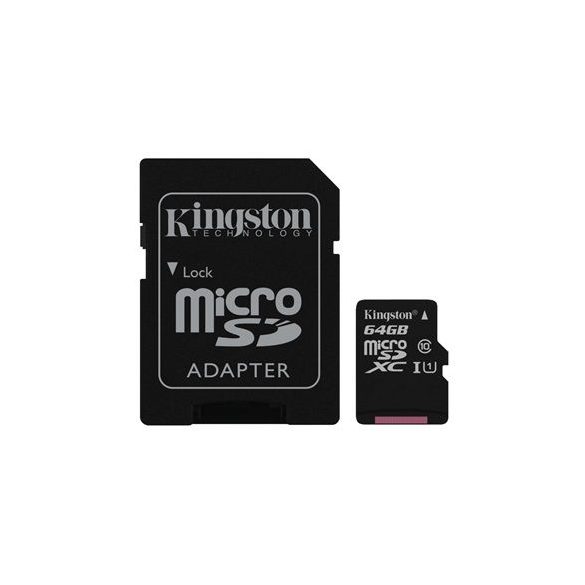 Kingston MicroSDXC 64GB Class 10 SDC10G2/64GB memóriakártya adapterrel