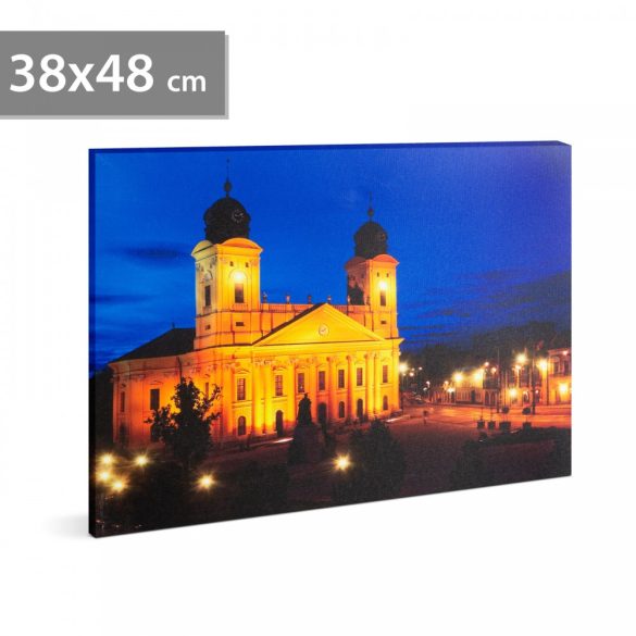 LED-es fali hangulatkép - Nagytemplom Debrecen - 38x48cm (58018K)
