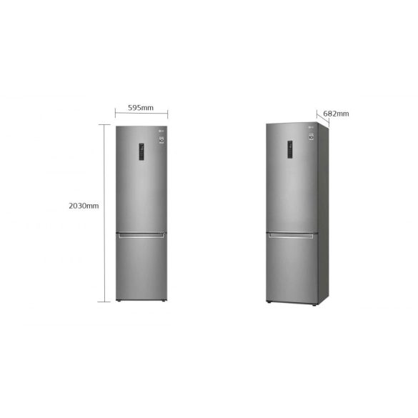 LG GBB72SAUGN alulfagyasztós hűtőszekrény, DoorCooling és ThinQ technológia, 384L kapacitás