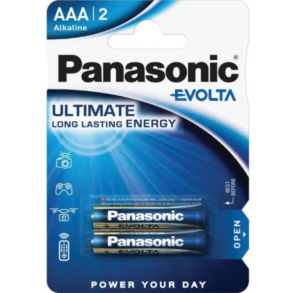 Panasonic EVOLTA AAA mikro 1.5V szupertartós alkáli elemcsomag LR03EGE-2BP