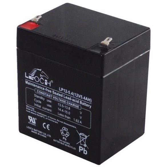 Leoch LP12-5.4_T2 12V 5.4Ah zárt, gondozás mentes AGM akkumulátor