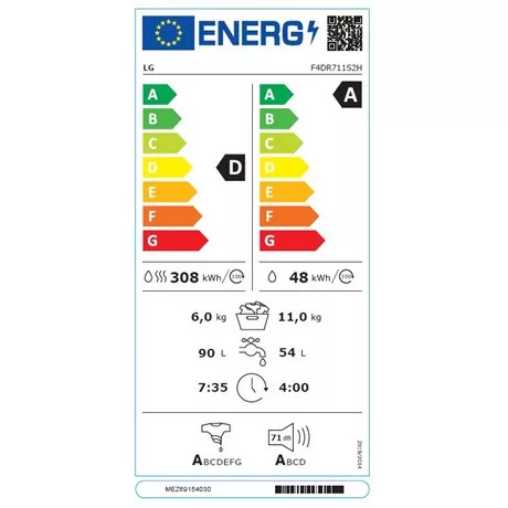 LG F4DR711S2H mosó-szárítógép