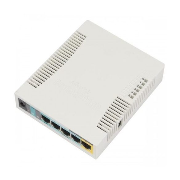 Mikrotik RouterBOARD 951Ui-2HnD 600Mhz CPU-val, 128MB RAM, 5xLAN, beépített 2.4Ghz 802b/g/n 2x2 two chain wir