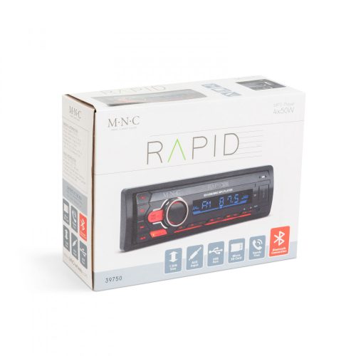 MNC Fejegység "Rapid" - 1 DIN - 4 x 50 W - BT - MP3 - AUX - SD - USB (39750)