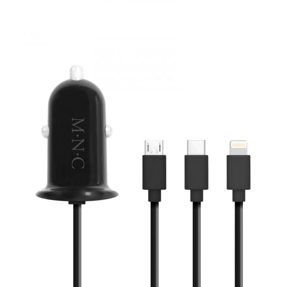 MNC Szivargyújtós adapter 4 az 1-ben + USB - fekete (54920BK)