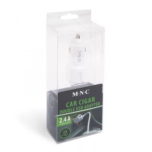 MNC autós szivargyújtó adapter 2 USB aljzat max 2.4A (54931WH)