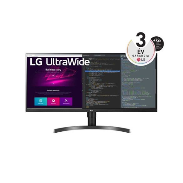 LG Monitor 34" - 34WN750 (IPS; 21:9; 4K 3440x1440; 5ms; 1000:1; 300cd; HDMIx2; DP; HDR10; USB; Spkr; sRGB 99%)