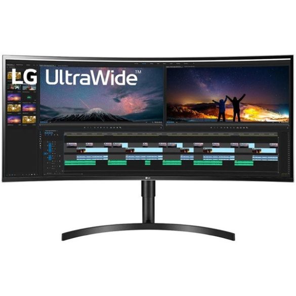 LG Monitor 38" - 38WN75C-B (IPS; Ívelt; 21:9; QHD+ 3840x1600; 5ms; 300cd; HDMI; DP; USB; Spk)