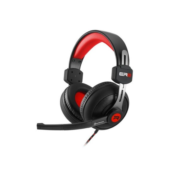 Sharkoon Fejhallgató - Rush ER2 (fekete-vörös; mikrofon; TRRS 3.5mm jack; hangerőszabályzó; nagy-párnás; 2.5m kábel)