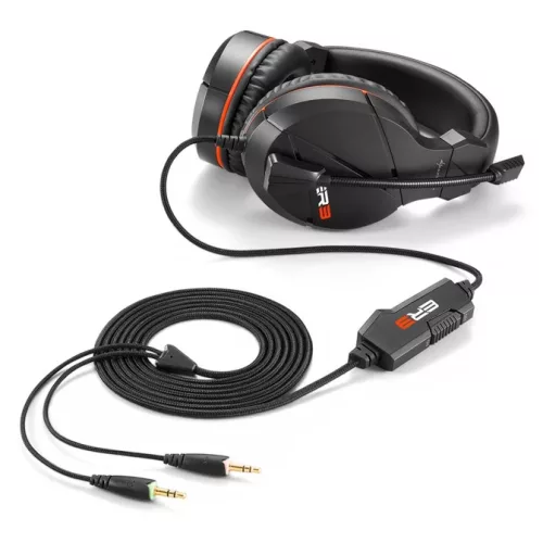Sharkoon Fejhallgató - Rush ER3 Black (fekete; mikrofon; TRRS 3.5mm jack; hangerőszabályzó; nagy-párnás; 2.4m kábel)