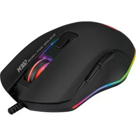   Marvo Egér - M302 (Optikai, 3200DPI, 6 gomb, LED, harisnyázott kábel, fekete)