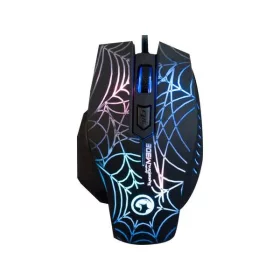   Marvo Egér - M306 (Optikai, 2400DPI, 6 gomb, LED, harisnyázott kábel, fekete)