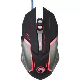   Marvo Egér - M314 (Optikai, 3200DPI, 6 gomb, LED, harisnyázott kábel, fekete)