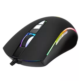   Marvo Egér - M318 (Optikai, 4800DPI, 7 gomb, harisnyázott kábel, fekete, RGB)