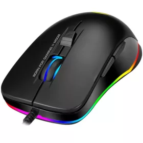   Marvo Egér - M508 (Optikai, 3200DPI, 6 gomb, LED, harisnyázott kábel, fekete)