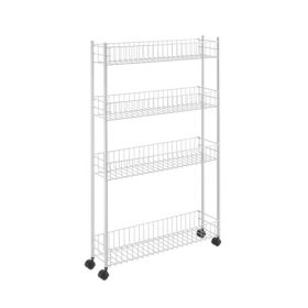   Metaltex MX341434 fino-4 extra keskeny 4 polcos gurulós tároló, fehér, 58x16x95 cm