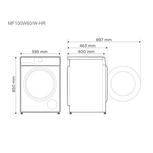 Midea MF100W60/W-HR mosógép elöltöltős