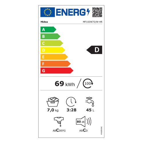 Midea MF100W70/W-HR mosógép elöltöltős