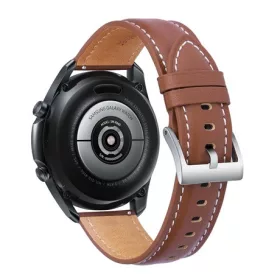   Mybandz 20SKU4560 elegáns sötétbarna bőróraszíj ezüst csattal / 20mm
