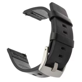   Mybandz 22SKU2133 olasz prémium bőróraszíj / fekete-ezüst csat / 22mm