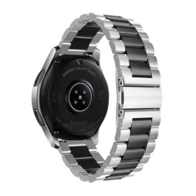   Mybandz 22SKU390 klasszikus fém óraszíj /ezüst-fekete/ / 22mm