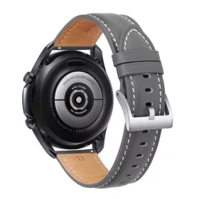   Mybandz 22SKU4565 elegáns bőróraszíj - szürke - ezüst csattal / 22mm