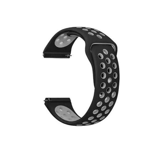 Mybandz 22SKU505 lélegző szilikon óraszíj / fekete-szürke / 22mm