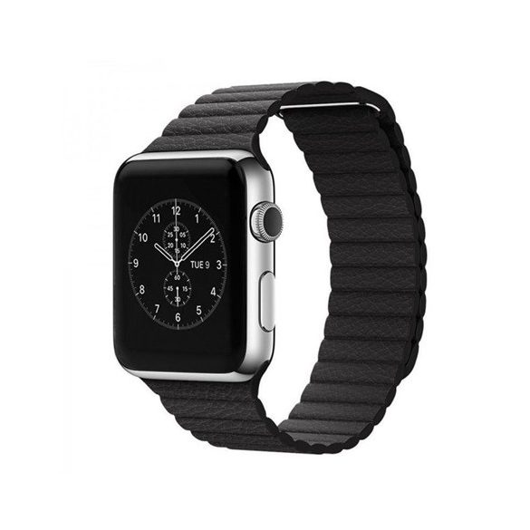 Mybandz APW421835 apple watch utángyártott mágneses bőróraszíj /fekete/ 42/44 mm