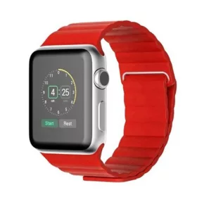   Mybandz APW422345 apple watch utángyártott mágneses bőróraszíj /piros/ 42/44 mm