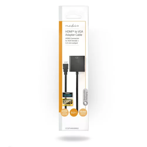 Nedis CCGP34900BK02 hdmi vga átalakító kábel