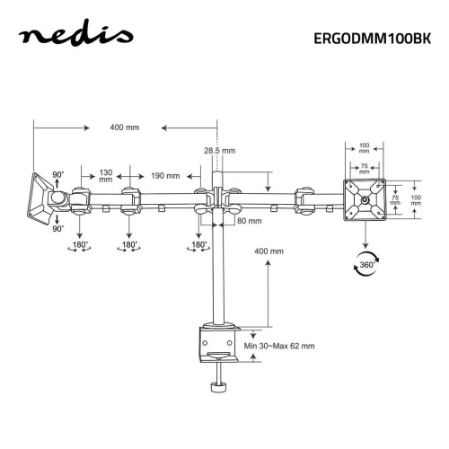 Nedis ERGODMM100BK monitor konzol