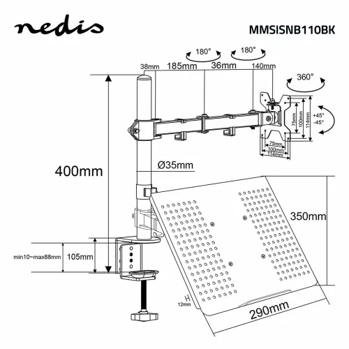 Nedis MMSISNB110BK monitor konzol