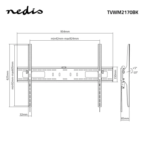 Nedis TVWM2170BK fali konzol
