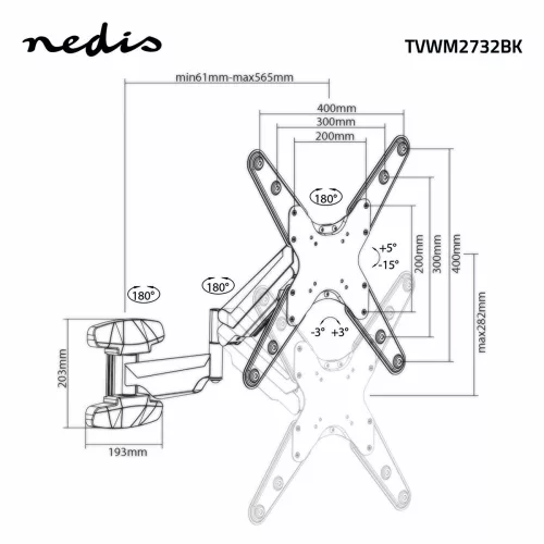 Nedis TVWM2732BK falitartó