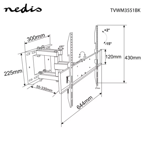 Nedis TVWM3551BK fali konzol