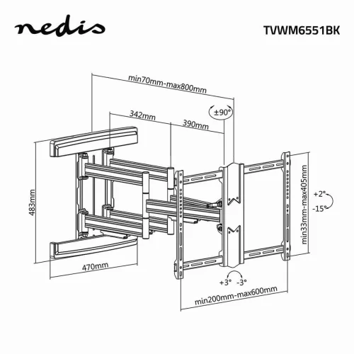 Nedis TVWM6551BK fali konzol