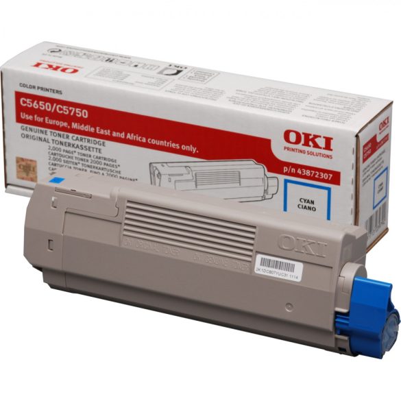 Oki (C5650/5750) 2K kék eredeti toner (43872307)