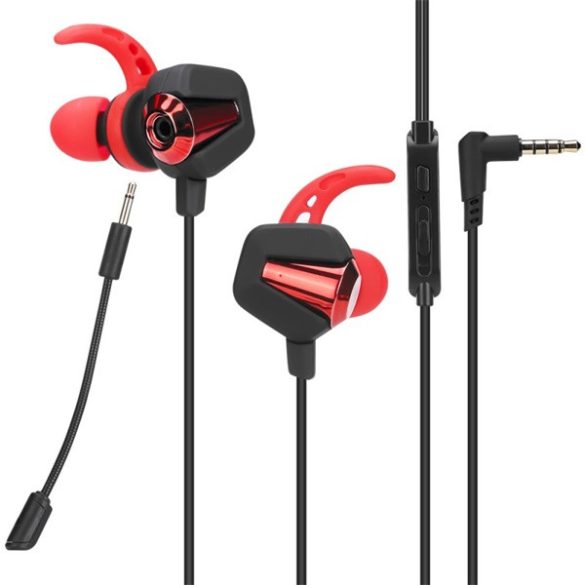 Marvo Fülhallgató - GP-002 (mikrofon, 3.5mm jack, hangerőszabályzó, 1,2m kábel, fekete-piros)