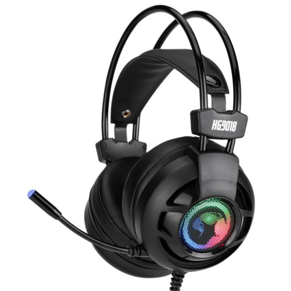 Marvo Fejhallgató - HG9018 (7.1, mikrofon, USB, hangerőszabályzó, LED, nagy-párnás, 2.4m kábel, fekete)