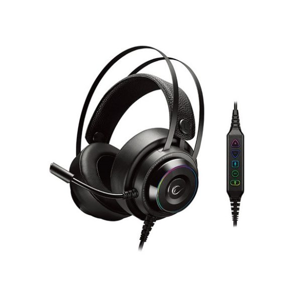 Rampage Fejhallgató - RG-X19 ULTIMATE (7.1, mikrofon, USB, nagy-párnás, 2,2m kábel, fekete, RGB LED)