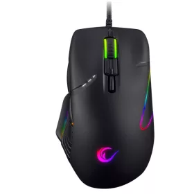   Rampage Egér Gamer - SMX-R19 FIGHTER (12400DPI, PMW3327, 8 gomb, makro, RGB LED, 1,8m harisnyázott kábel, fekete)