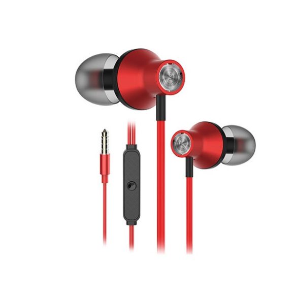 Rampage Fülhallgató - SNJ19 (mikrofon, 3.5mm TRRS jack, 1.2m kábel, piros)
